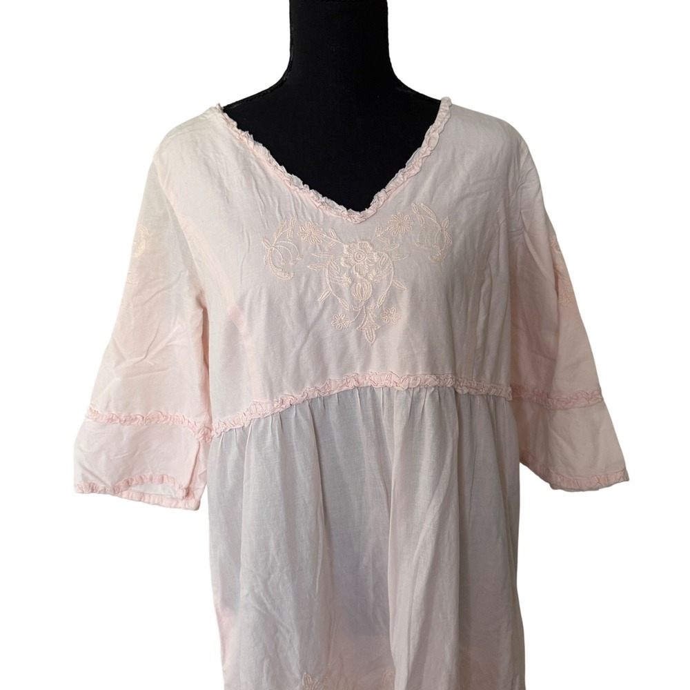 Soft Surroundings Anastasia Nightgown Dress Size M Pink Boho Romantic - Picture 3 of 8